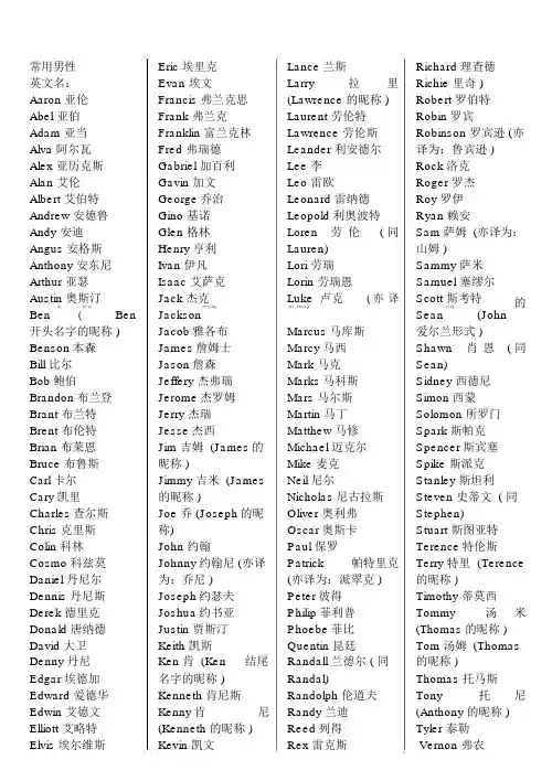 常用英文名大全