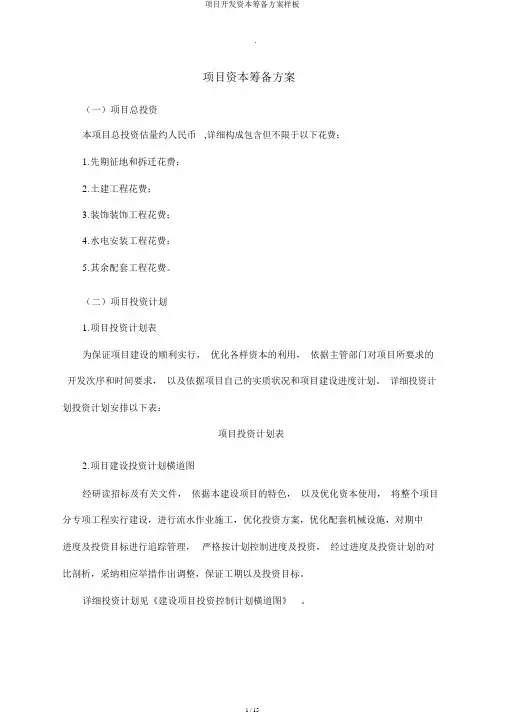 项目开发资金筹措方案样板