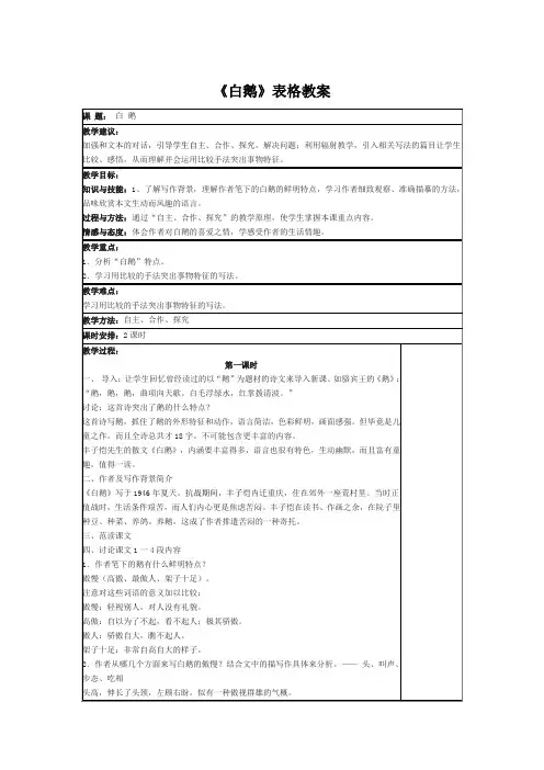 七年级下册语文(语文)习题课件-3 白鹅 (1)