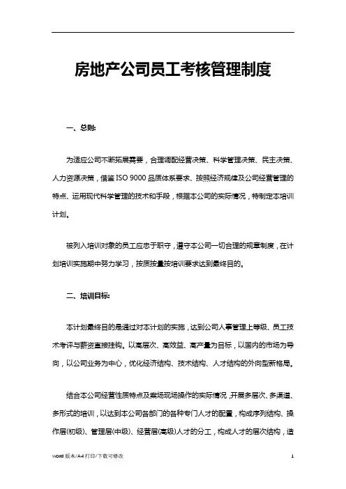 2021房地产公司员工管理制度(标准版)