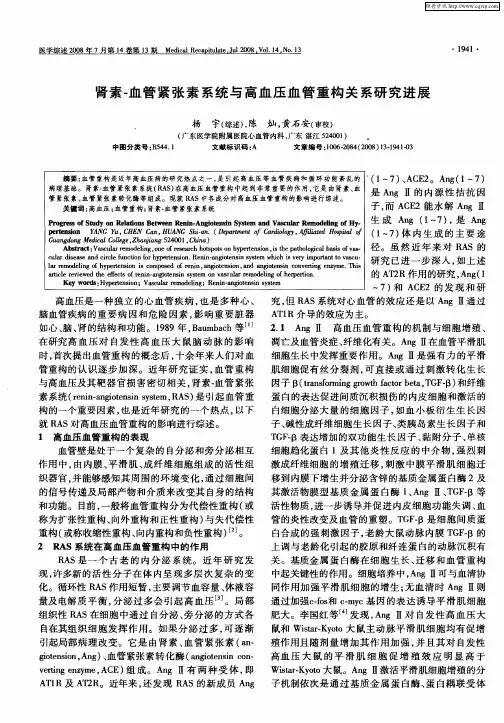 肾素-血管紧张素系统与高血压血管重构关系研究进展