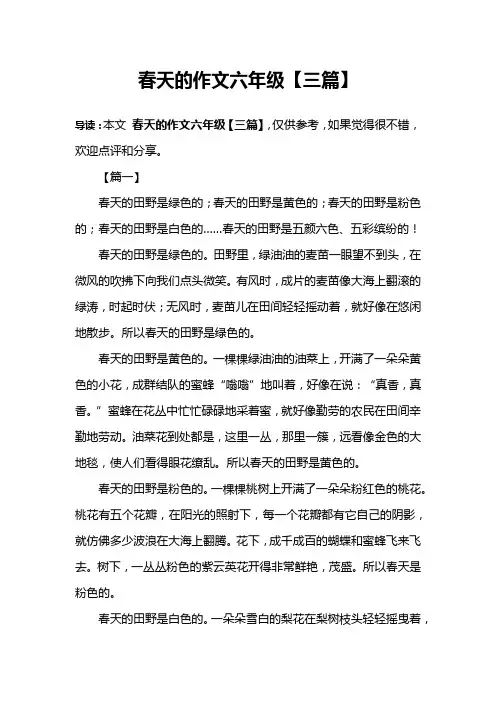 春天的作文六年级【三篇】
