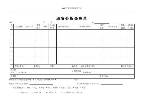 退货分析处理单