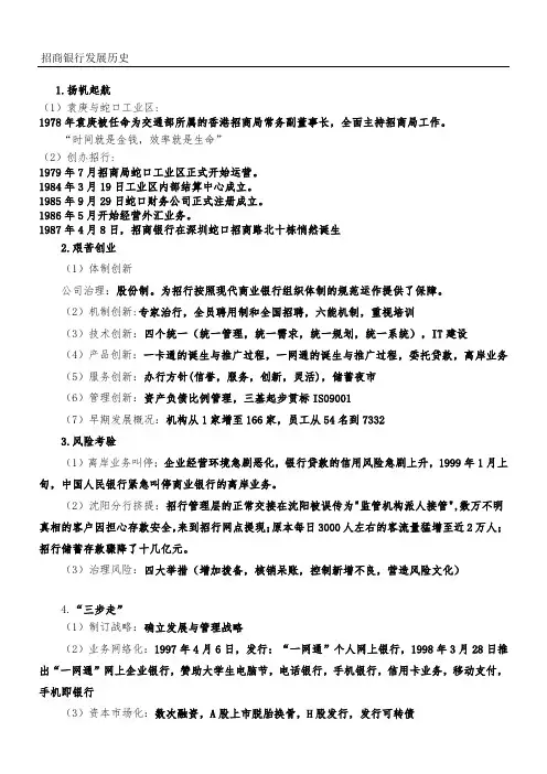 招商银行发展历史