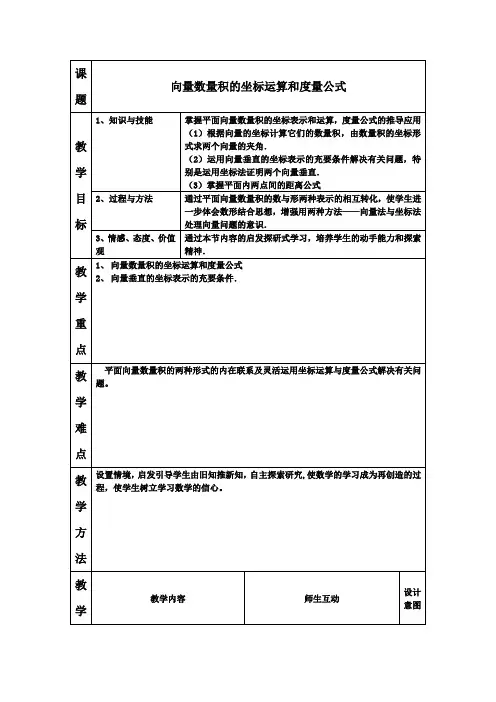 向量数量积的坐标运算
