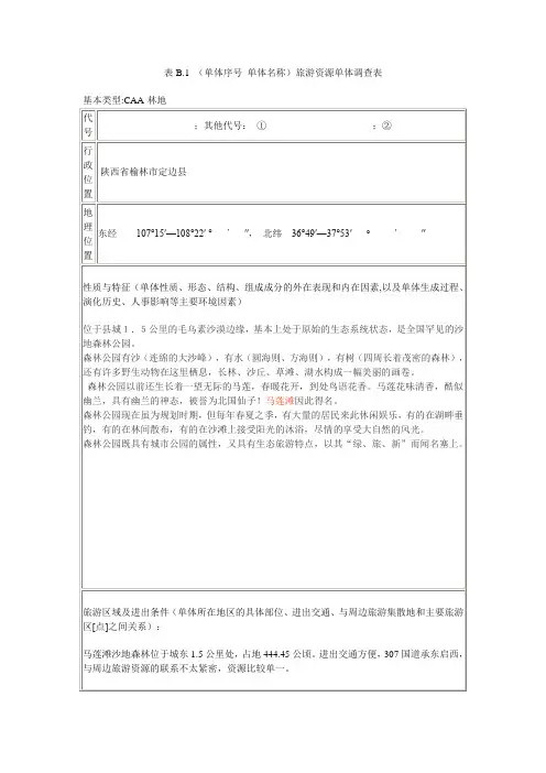 旅游单体调查——定边莲滩沙地森林公园