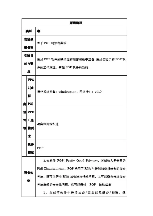 口令破解与防御技术_基于PGP的加密实验