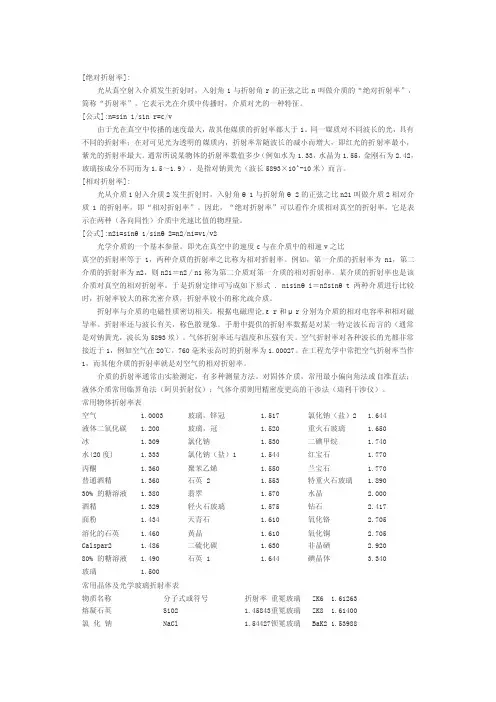 常用折射率表[最新]