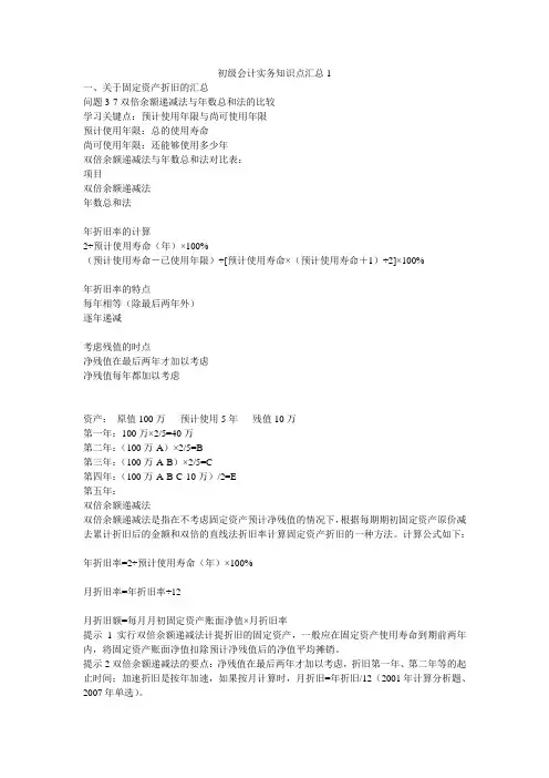 初级会计实务知识点汇总1