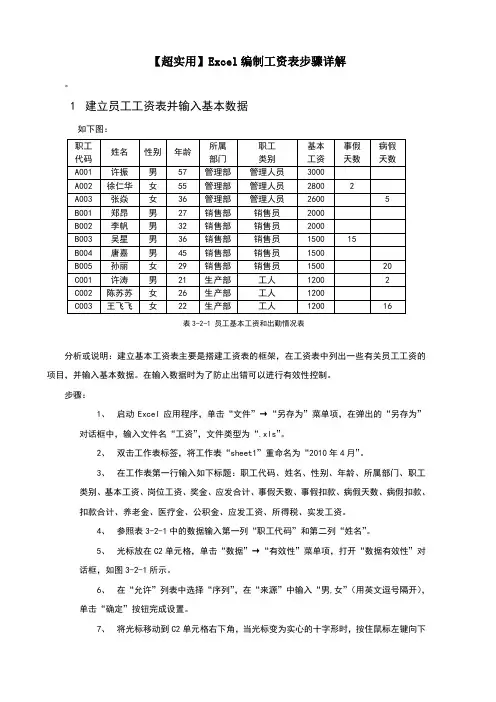 超实用Excel编制工资表步骤详细讲解