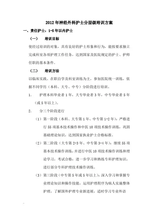 护士分层级培训方案