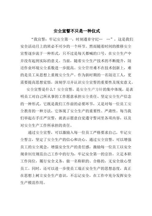 安全宣誓不只是一种仪式
