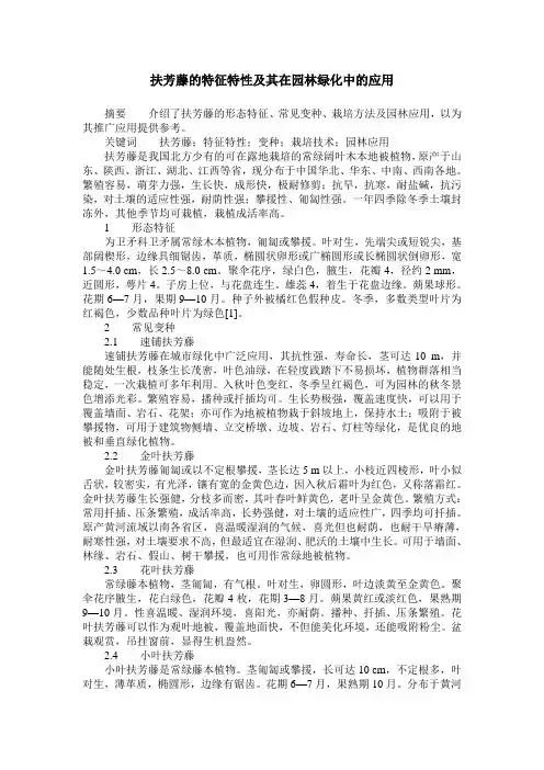 扶芳藤的特征特性及其在园林绿化中的应用