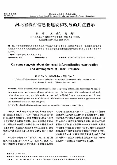 河北省农村信息化建设和发展的几点启示