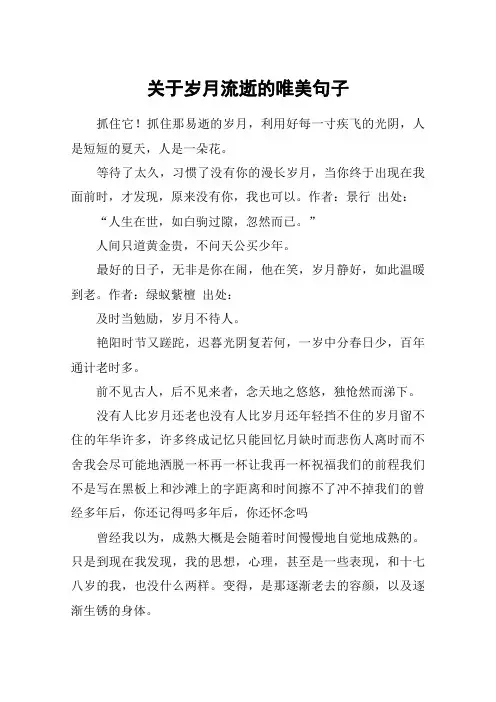 关于岁月流逝的唯美句子