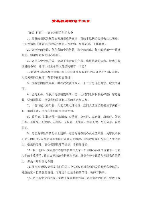 赞美教师的句子大全