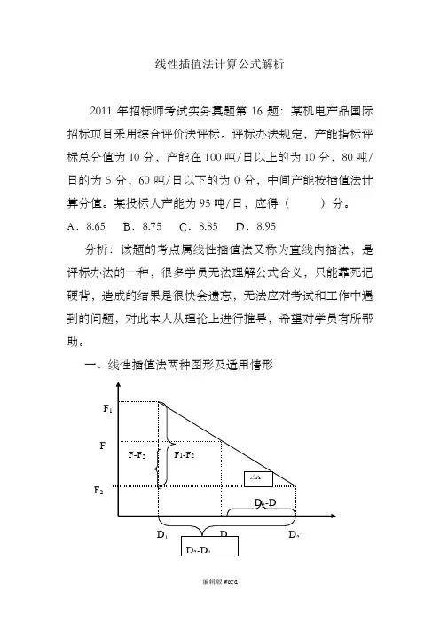 线性插值法计算公式解析 2