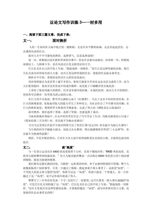 议论文写作训练3