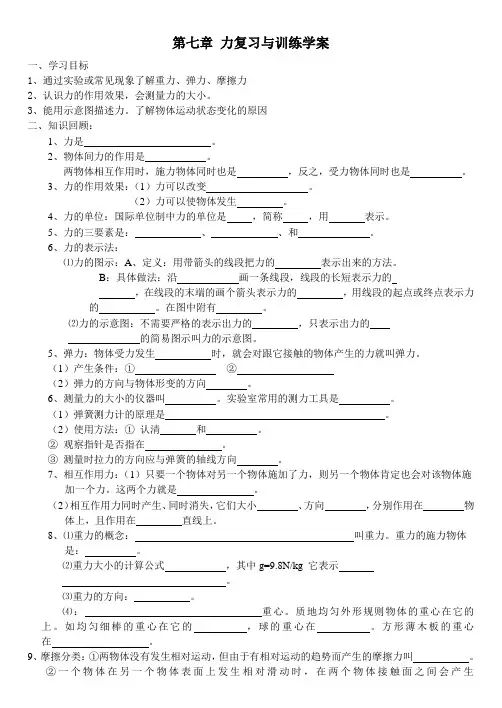 力的概念、常见的几种力一轮复习
