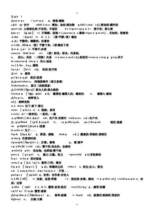 必修一unit1单词整理(带词性转化)