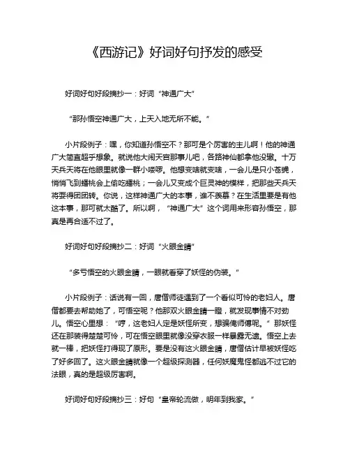 《西游记》好词好句抒发的感受