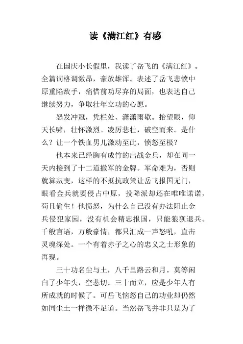 读《满江红》有感