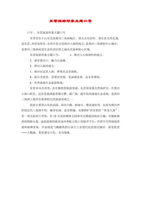东营旅游形象主题口号