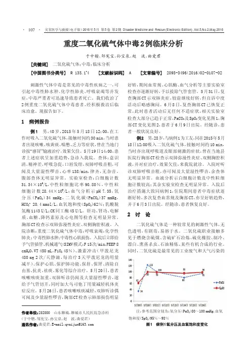 重度二氧化硫气体中毒2例临床分析