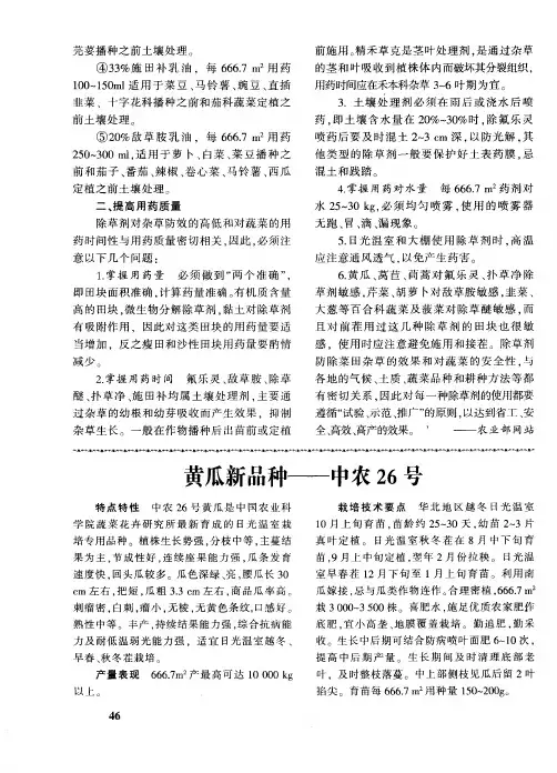 黄瓜新品种——中农26号