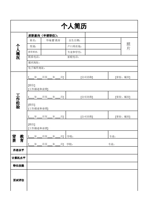 2014个人简历精简版