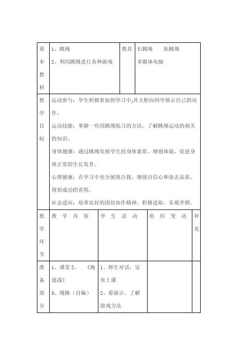 小学体育课跳绳教案.doc