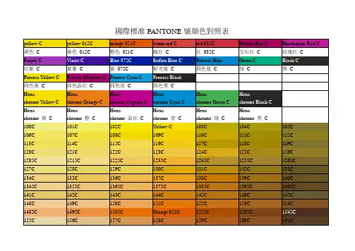 国际标准PANTONE号颜色对照表【范本模板】