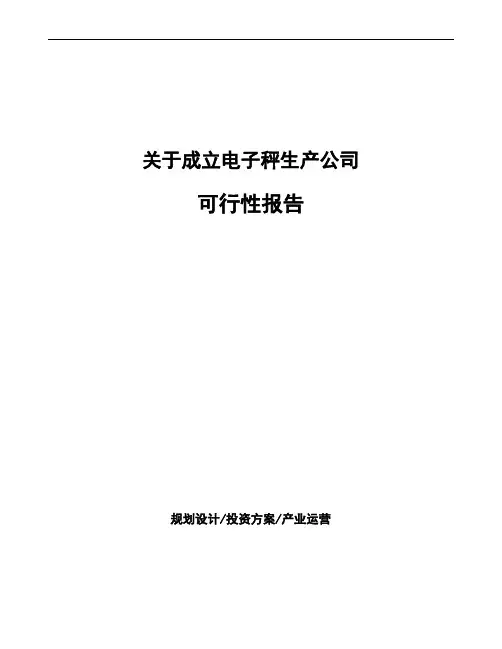 关于成立电子秤生产公司可行性报告