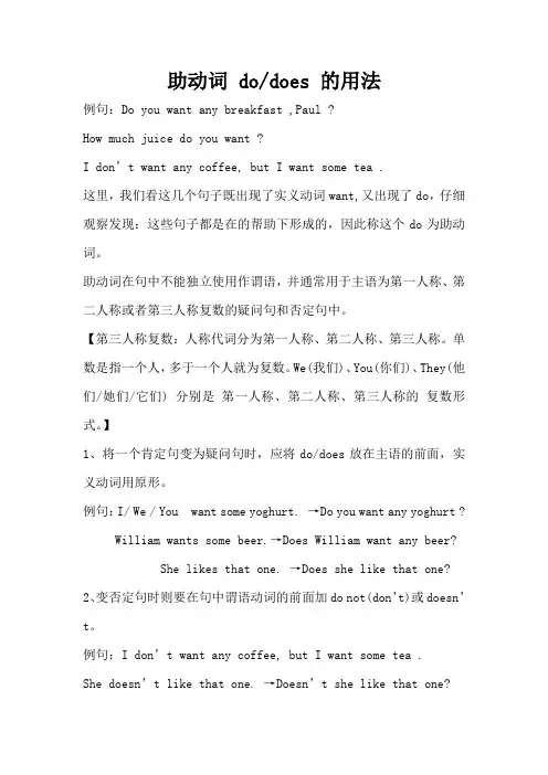 助动词 dodoes 的用法