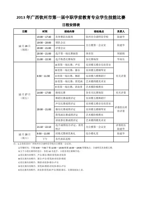 会议日程安排表 2