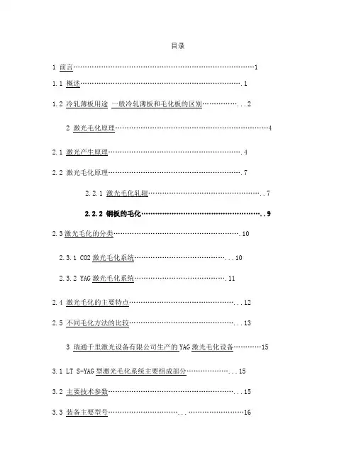 激光毛化原理及特点123讲解