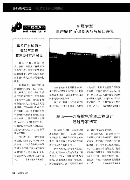 新疆伊犁年产55亿m 3煤制天然气项目获批