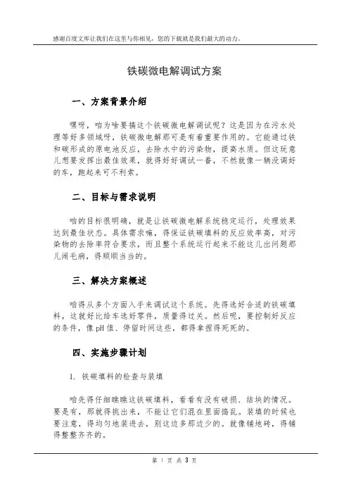 铁碳微电解调试方案