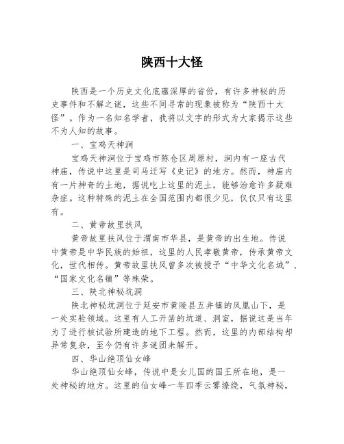 陕西十大怪