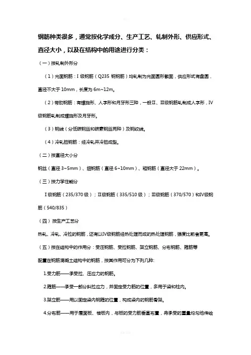 钢筋的种类和型号