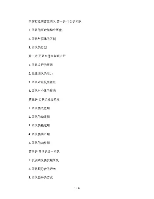 《如何打造高绩效团队》大纲.