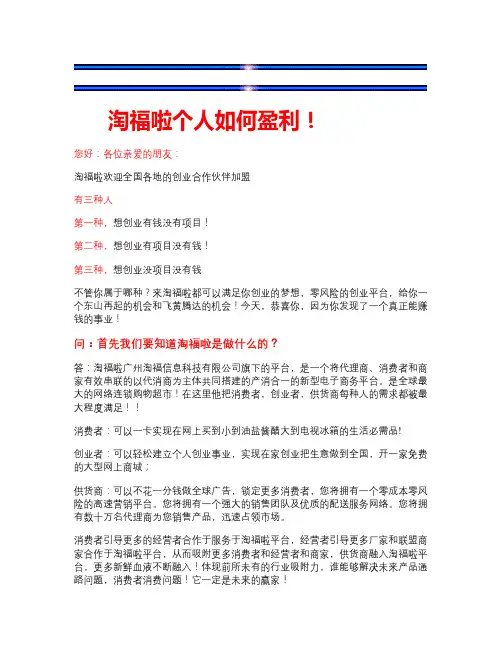 淘福啦志者经典分享：淘福啦个人如何盈利讲解