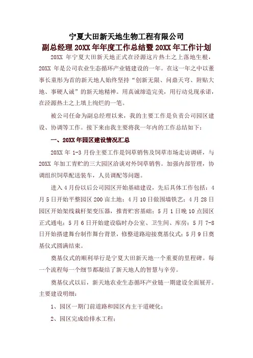 副总经理年度工作总结及计划 3