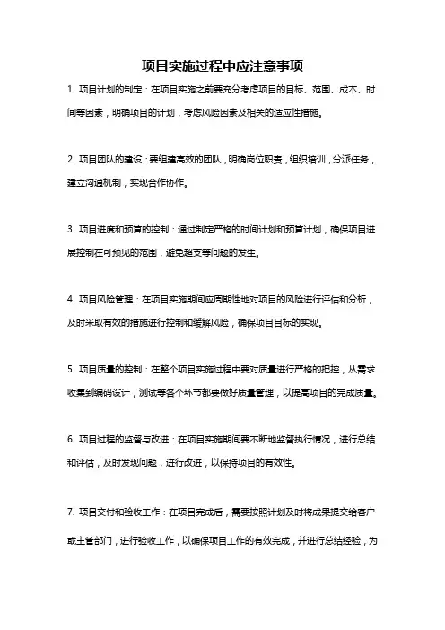 项目实施过程中应注意事项