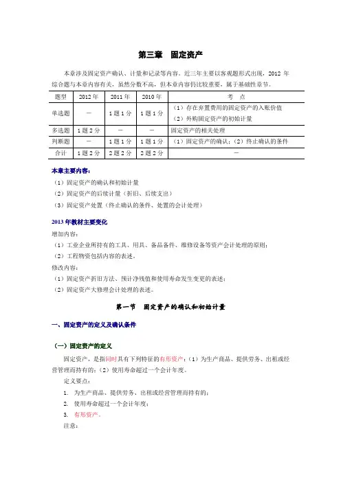 中级会计职称中级会计实务讲义03固定资产Word000001
