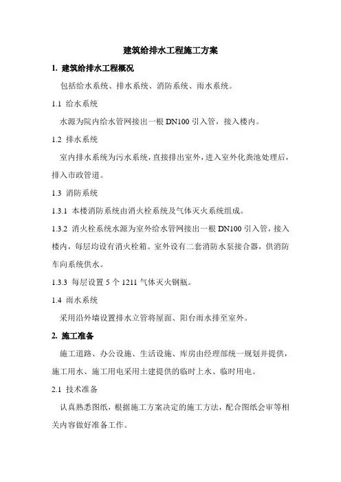 建筑给排水工程施工方案