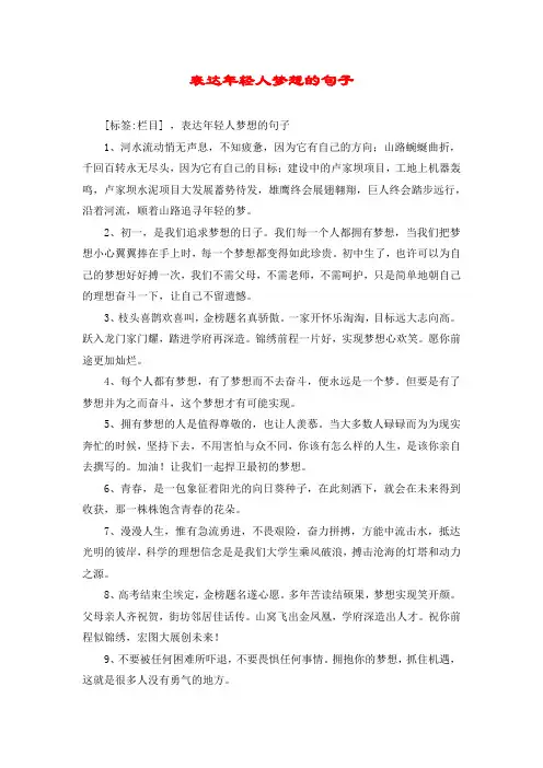 表达年轻人梦想的句子