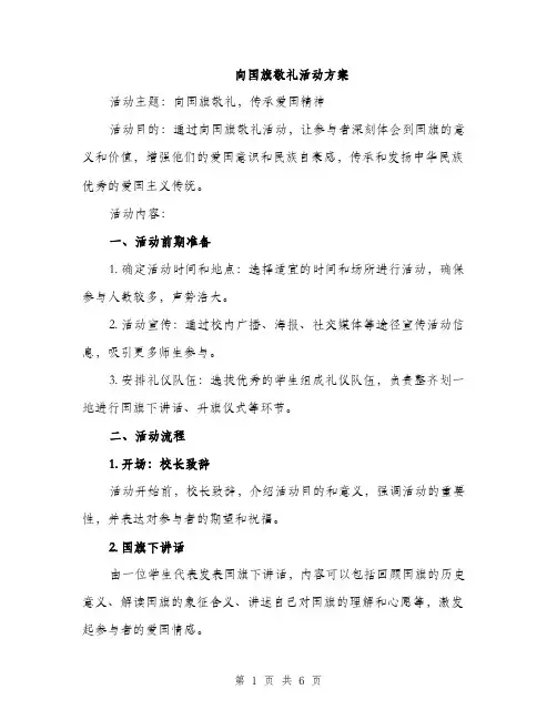 向国旗敬礼活动方案（2篇）