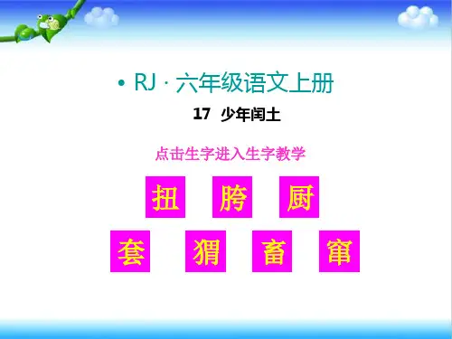 最新人教版小学语文六年级上册生字教学课件少年闰土