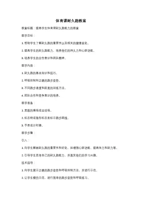 体育课耐久跑教案